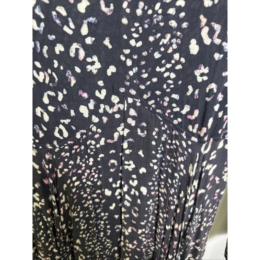 Free People First Kiss Maxi Dress S Navy Blue Cheetah Print Y2K Witchy - Picture 5 of 9